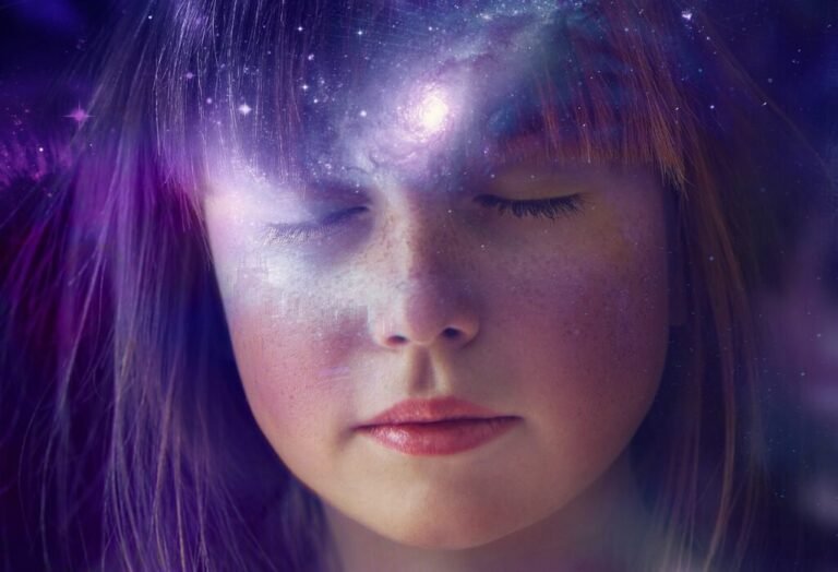 a young girl with eyes closed trying to manifest her desires